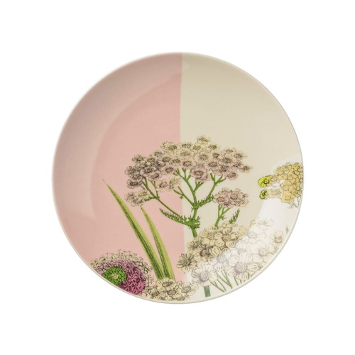 Talerz w stylu botanicznym różowy