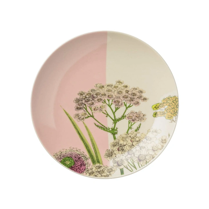Talerz w stylu botanicznym różowy