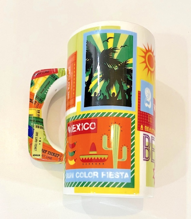 żółty kubek na prezent porcelana