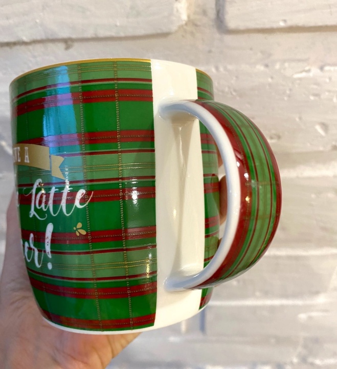 Kubek w kratkę zielony porcelana