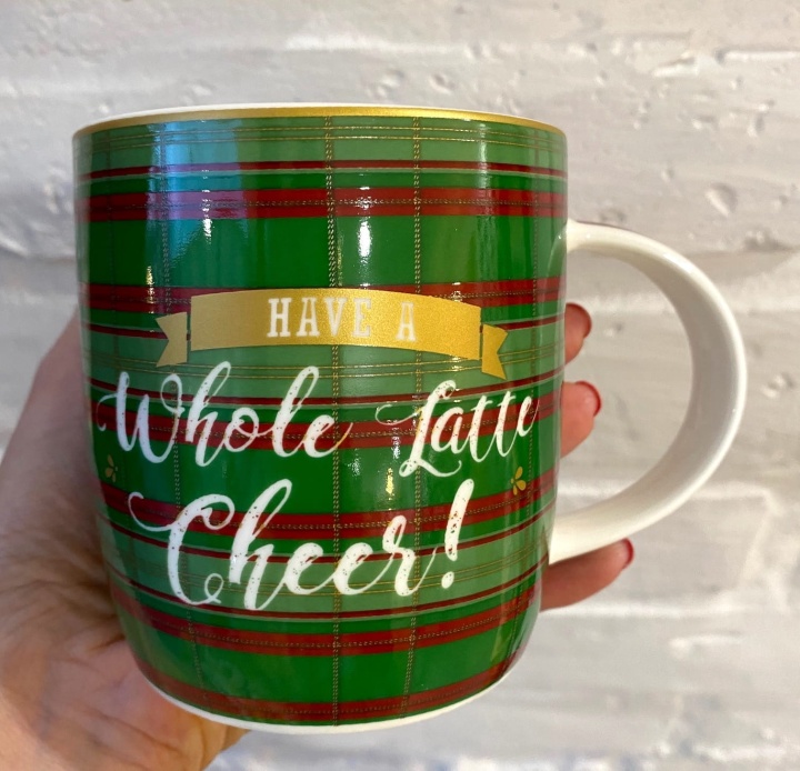 Swiąteczny kubek w kratkę zielony