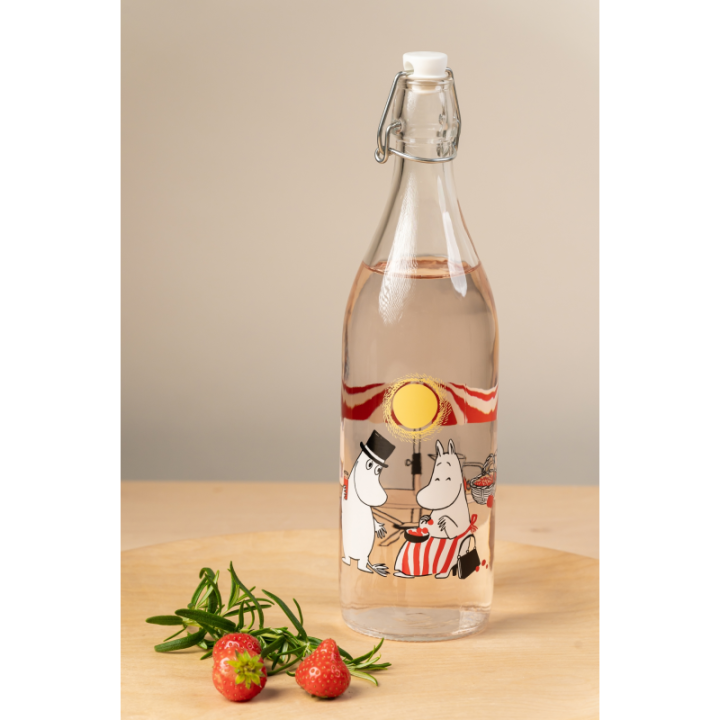 retro bottle with moomins