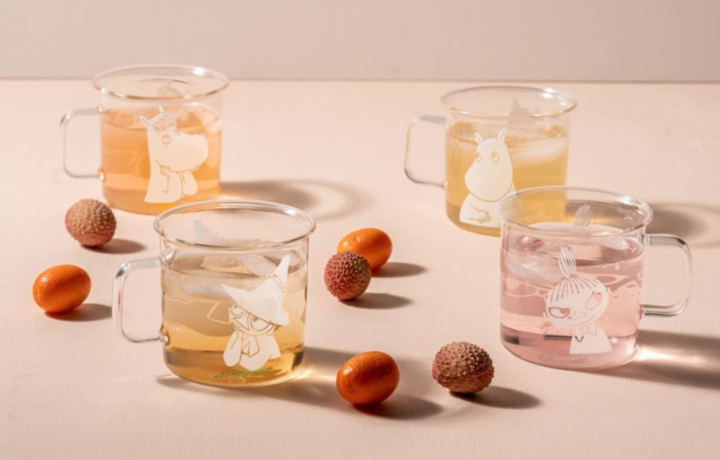 Set of 4 glasses with Moomins 350ml