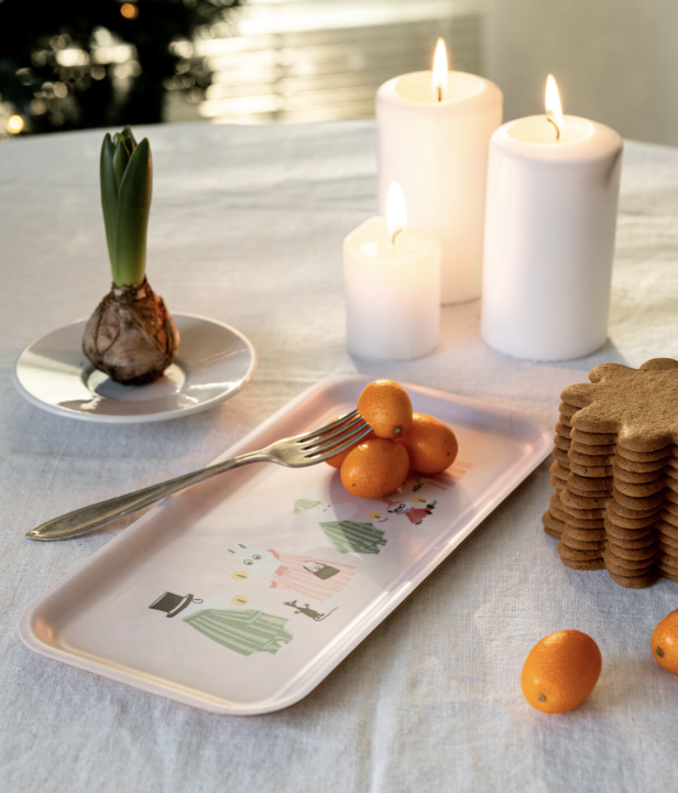 wooden plate moomin pink pyjamas