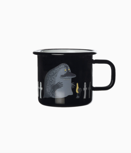 Kubek emaliowany czarny Muminki Buka 370ml pomysł na prezent stylowy design