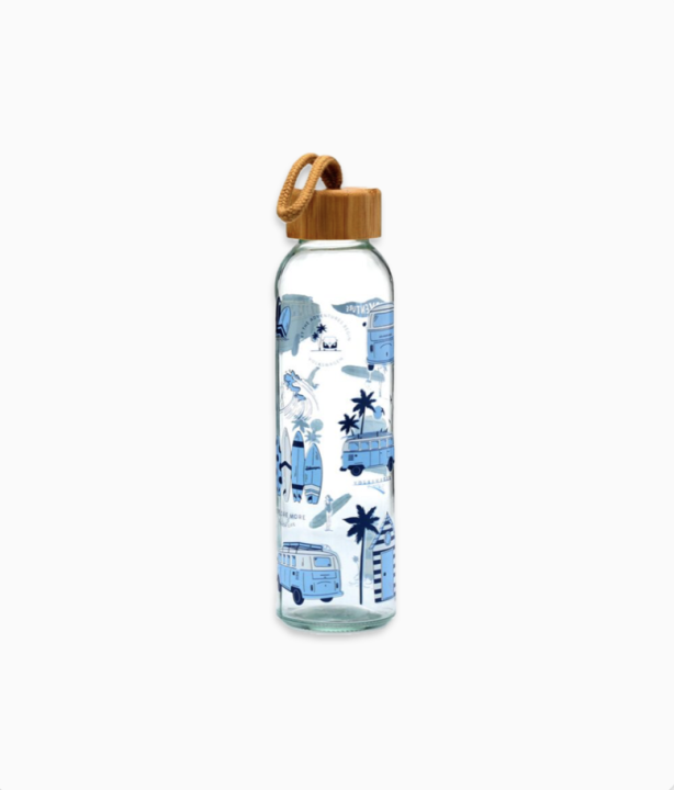 Glass Bottle with Bamboo Lid Volkswagen Blue 500ml