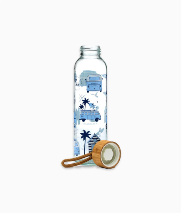 Glass Bottle with Bamboo Lid Volkswagen Blue 500ml