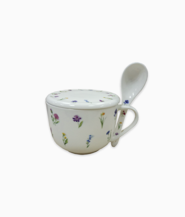 Porcelanowy kubek do zupy w kwiatki