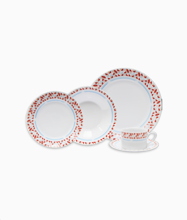 Zastawa, Serwis obiadowy 4os. Czerwona Mozaika z porcelany