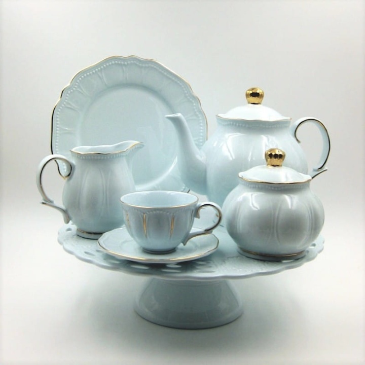 Błękitny serwis kawowy porcelana